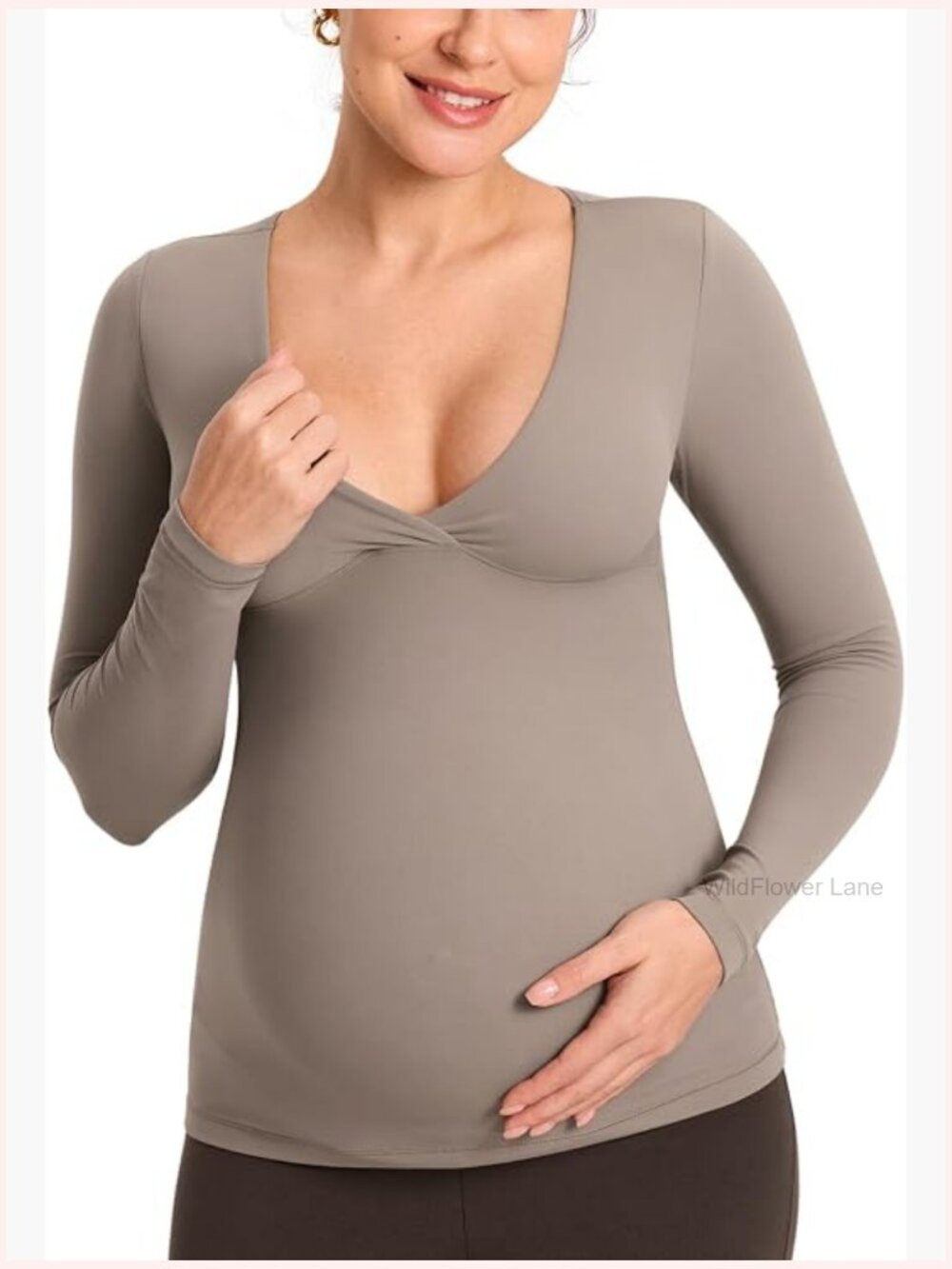 Maternity Nursing Tops Long Sleeve Crossover Breastfeeding Shirts